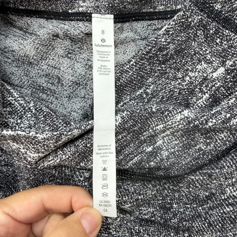 Lululemon Align Crop Leggings Women's Size 8 Space Dye High Rise Black Gray